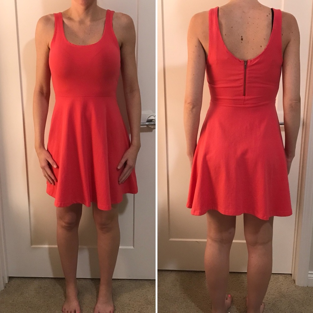 Express coral skater dress M